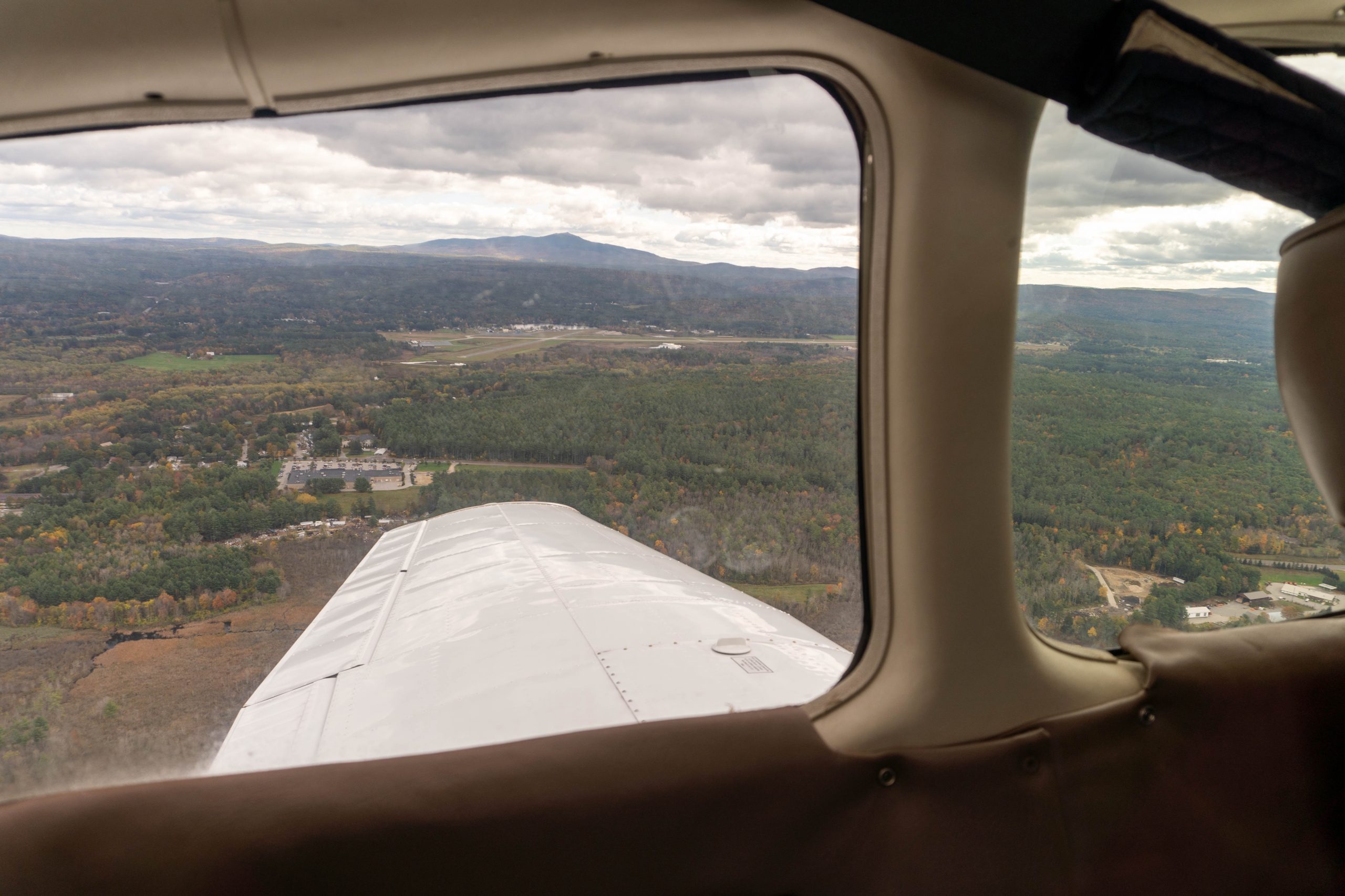 Looking off the left wing at mount Monadnock.